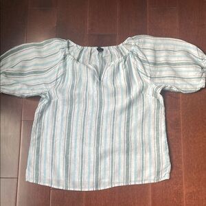 Talbots Blue and White Striped Blouse